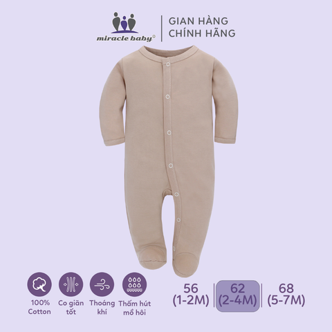  Bodysuit áo quần liền thân NÚT BẤM cho bé chất liệu Cotton thương hiệu Miraclebaby từ 1 đến 7 tháng tuổi 