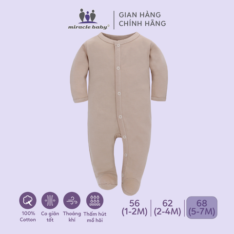  Bodysuit áo quần liền thân NÚT BẤM cho bé chất liệu Cotton thương hiệu Miraclebaby từ 1 đến 7 tháng tuổi 