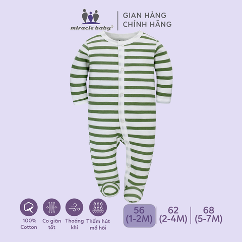  Bodysuit áo quần liền thân NÚT BẤM cho bé chất liệu Cotton thương hiệu Miraclebaby từ 1 đến 7 tháng tuổi 