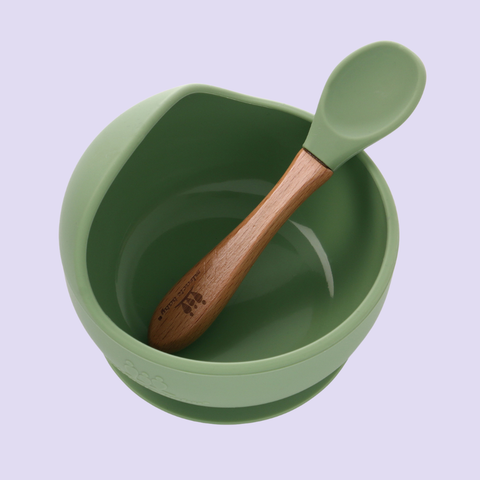  Chén ăn dặm silicone Miraclebaby và muỗng phù hợp dành bé trai, bé gái trên 5 tháng tuổi 