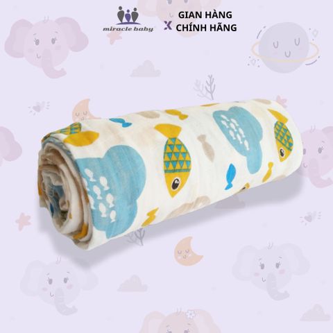  Miracle Baby_Chăn 2 lớp cotton 120*120cm thoáng khí, mềm mại đa năng cho bé 