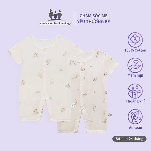  bodysuit cotton đùi cộc mềm mát cho bé 0-24 tháng 