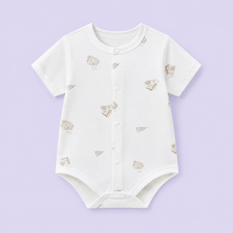  Bodysuit ngắn tay tam giác cotton cho bé 0-12 tháng 100%cotton có lỗ thoát khí 