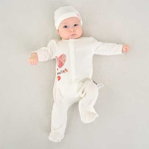  MiracleBaby - Bodysuit kèm nón cho bé sơ sinh Thumb Love 0-3M chất liệu Cotton co giãn, thấm hút mồ hôi, an toàn cho bé 