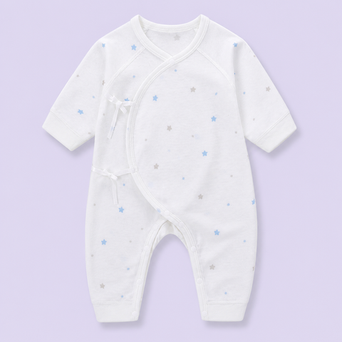  MiracleBaby - Bodysuit cột dây sơ sinh chất liệu Cotton cho bé sơ sinh từ 0 đến 3 tháng co giãn, mềm mại, thấm hút tốt 