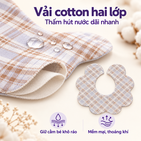  Set 5 Yếm Bib Cao Cấp Cho Bé, Phong Cách Hàn Quốc, Họa Tiết Caro Trái Tim Hoa Nhí, Xinh Xắn Dễ Phối Đồ 