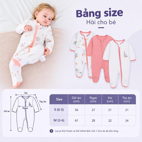  Bộ 3 bodysuit liền thân khóa kéo, tất liền có chấm silicon chống trượt 
