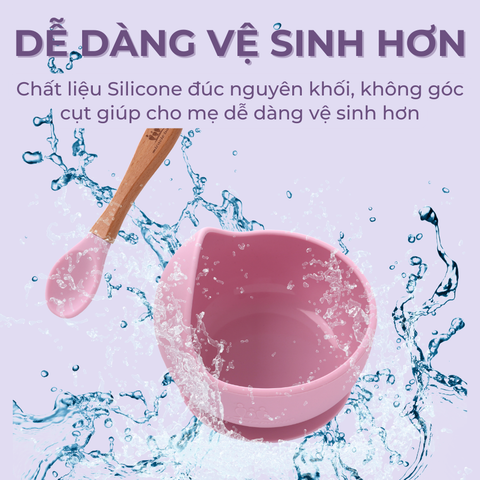 Chén ăn dặm silicone Miraclebaby và muỗng phù hợp dành bé trai, bé gái trên 5 tháng tuổi 