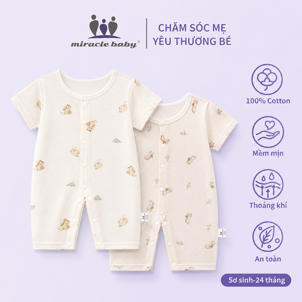  bodysuit cotton đùi cộc mềm mát cho bé 0-24 tháng 