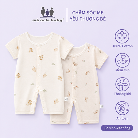  bodysuit cotton đùi cộc mềm mát cho bé 0-24 tháng 