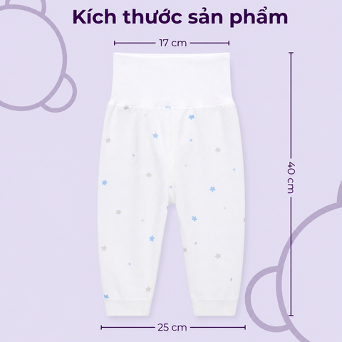  MiracleBaby - Áo sơ sinh tay dài cài lệch nguyên chất Cotton kèm quần cạp cao dày dặn, co giãn, giữ nhiệt tốt, mềm mại 