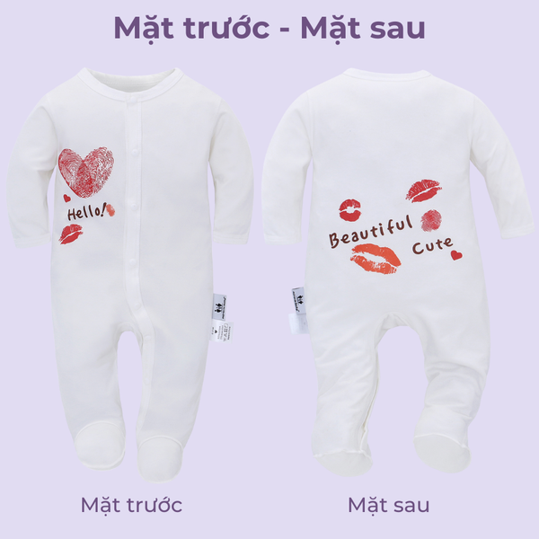  MiracleBaby - Bodysuit kèm nón cho bé sơ sinh Thumb Love 0-3M chất liệu Cotton co giãn, thấm hút mồ hôi, an toàn cho bé 