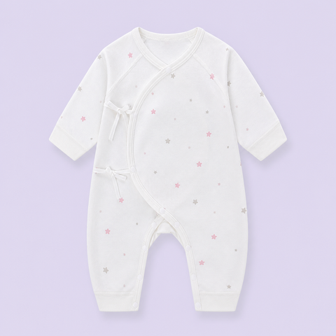  MiracleBaby - Bodysuit cột dây sơ sinh chất liệu Cotton cho bé sơ sinh từ 0 đến 3 tháng co giãn, mềm mại, thấm hút tốt 