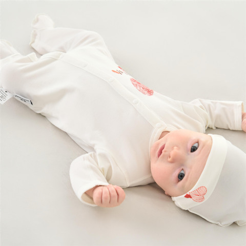  MiracleBaby - Bodysuit kèm nón cho bé sơ sinh Thumb Love 0-3M chất liệu Cotton co giãn, thấm hút mồ hôi, an toàn cho bé 