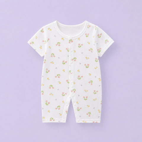  bodysuit cotton đùi cộc mềm mát cho bé 0-24 tháng 