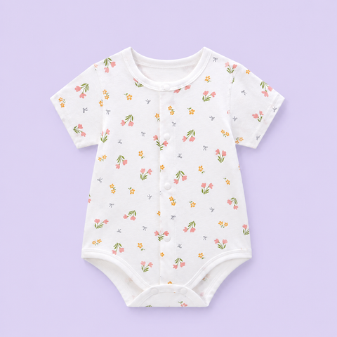  Bodysuit ngắn tay tam giác cotton cho bé 0-12 tháng 100%cotton có lỗ thoát khí 