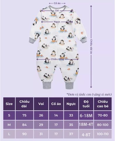  MiracleBaby - Túi ngủ quần chất liệu Cotton bản cải tiến mới co giãn tốt, thoải mái, hạn chế giật mình cho bé khi ngủ 