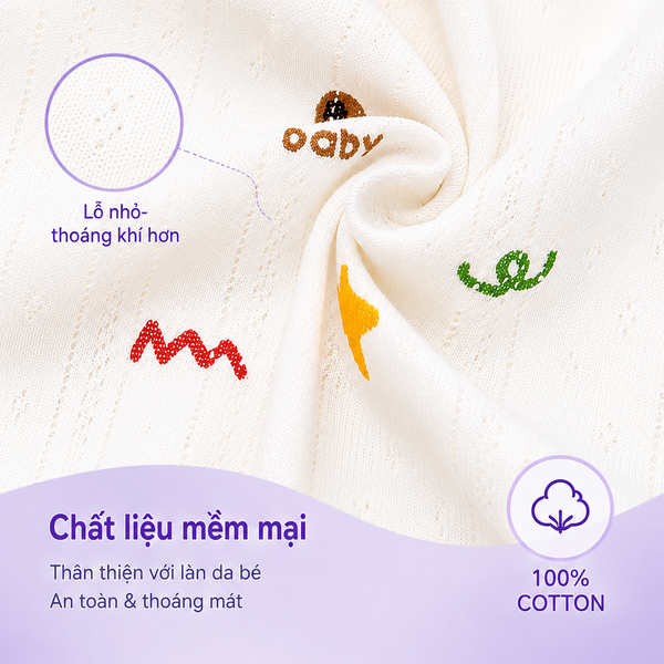  bodysuit ngắn tay có lỗ nhỏ thoáng khí mềm mại 