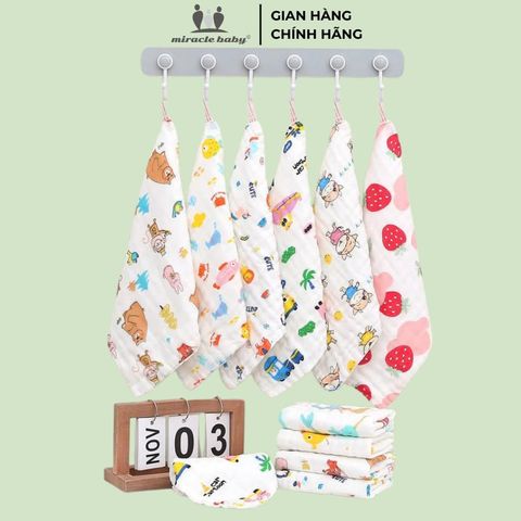  Khăn Xô Muslin 4 lớp 100% Cotton Siêu Mềm, Khăn Rửa Mặt Cho Bé Hàng Cao Cấp Kích Thước 25x25 cm 