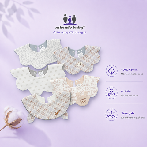  Set 5 Yếm Bib Cao Cấp Cho Bé, Phong Cách Hàn Quốc, Họa Tiết Caro Trái Tim Hoa Nhí, Xinh Xắn Dễ Phối Đồ 
