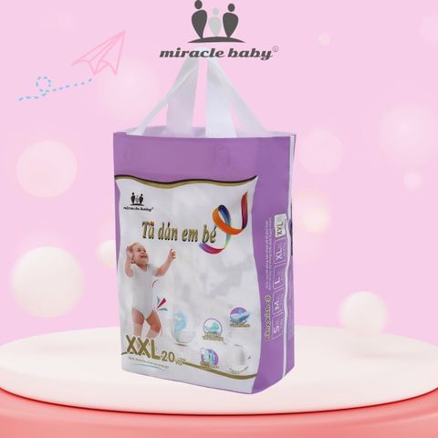  MiracleBaby - Tã dán tơ tằm size S/M/L/XL/XXL cho bé từ 4 - 17kg HSD 202611 