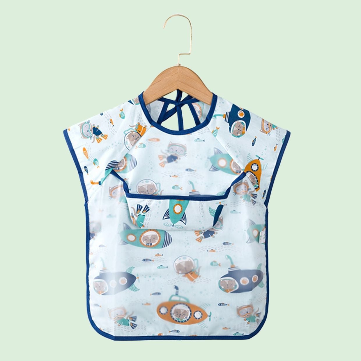  Áo yếm ăn dặm Miraclebaby cộc tay có máng hứng chống thấm sạch sẽ, an toàn cho bé từ 6 -36 tháng 