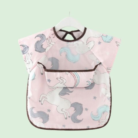  Áo yếm ăn dặm Miraclebaby cộc tay có máng hứng chống thấm sạch sẽ, an toàn cho bé từ 6 -36 tháng 