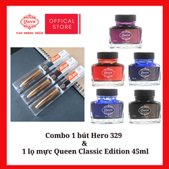 Combo 1 bút Hero 329 & 1 lọ mực Queen Classic Edition 45ml