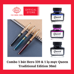 Combo 1 bút Hero 336 và 1 lọ mực Queen Traditional Edition 30ml