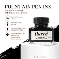Mực bút máy Queen - FPI-01 30ml - Tím/Dương/Đen - Tiêu chuẩn an toàn & chất lượng Mỹ & Châu Âu
