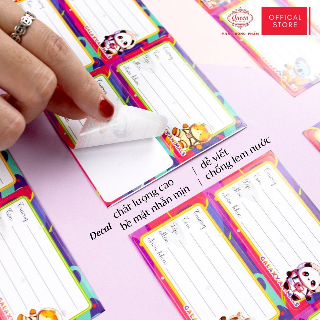 Nhãn vở học sinh Galaxy Animal Queen - 20 nhãn/1 tệp - LB901 nhãn decal chất liệu tốt