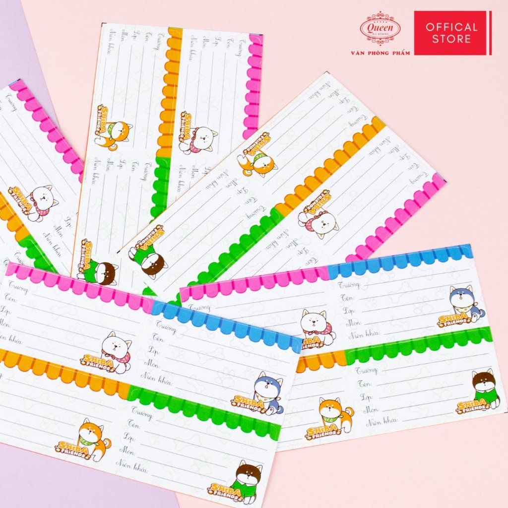 Nhãn vở học sinh Shiba Queen - 20 nhãn/1 tệp - LB901 nhãn decal chất liệu tốt