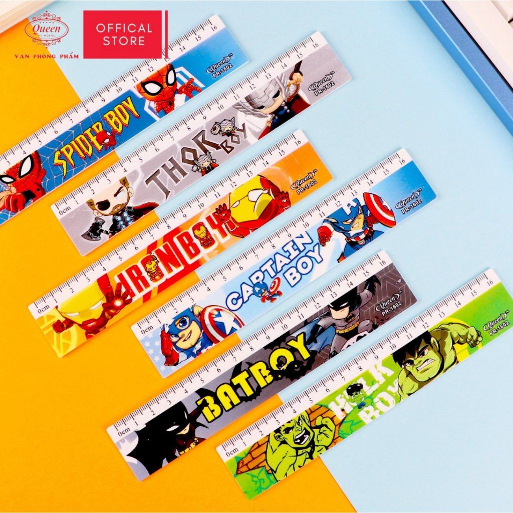 Thước kẻ học sinh siêu nhân Queen 16cm - PR-16cm (Hình ngẫu nhiên)