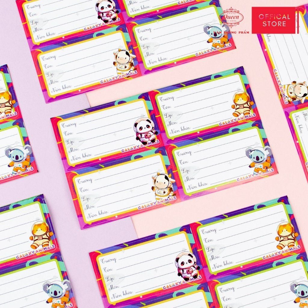 Nhãn vở học sinh Galaxy Animal Queen - 20 nhãn/1 tệp - LB901 nhãn decal chất liệu tốt