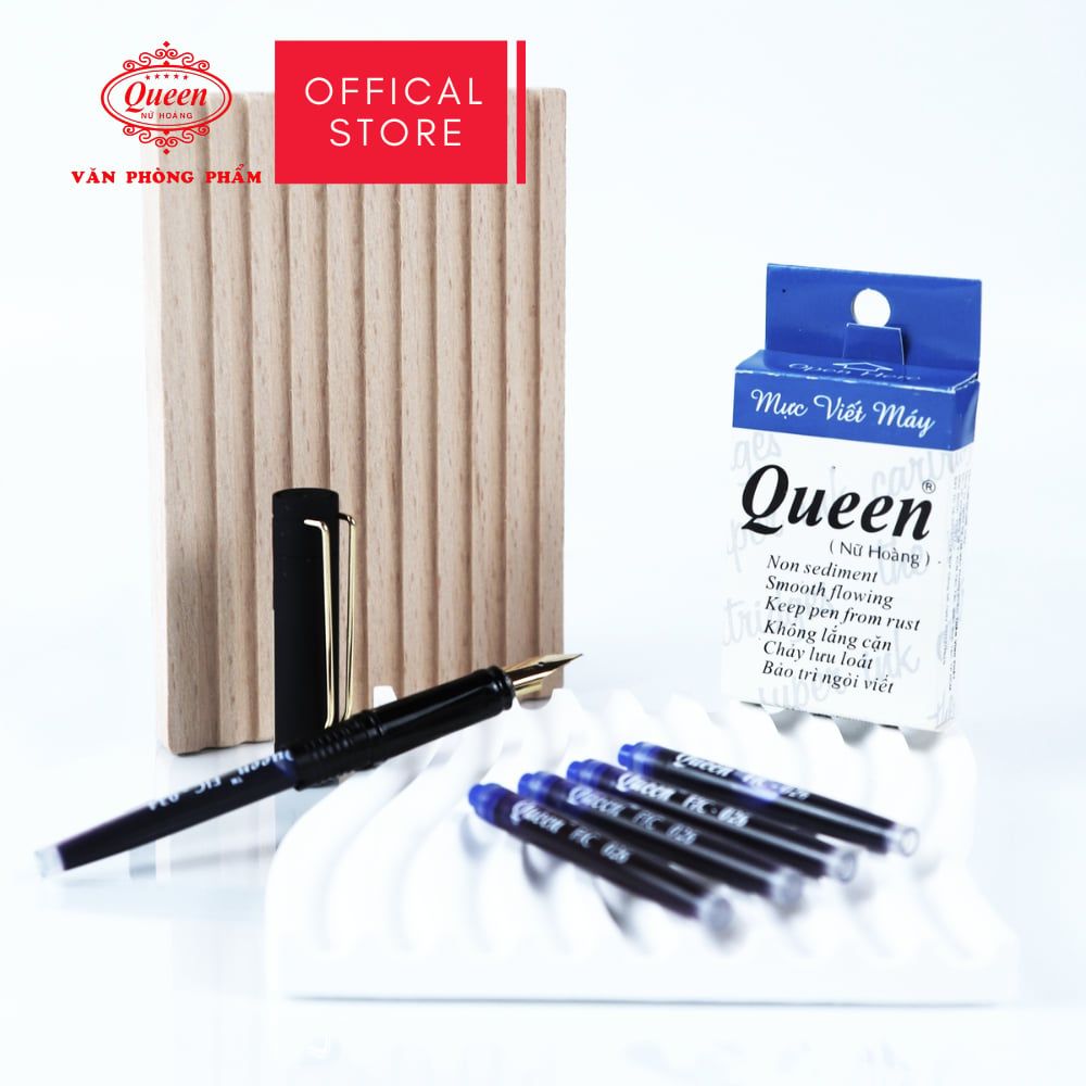 Ống mực bút máy Queen - FIC026 (đầu gắn 2.6mm) - Tím/Dương/Đen - 12 ống/hộp - Tiêu chuẩn Mỹ & Châu Âu