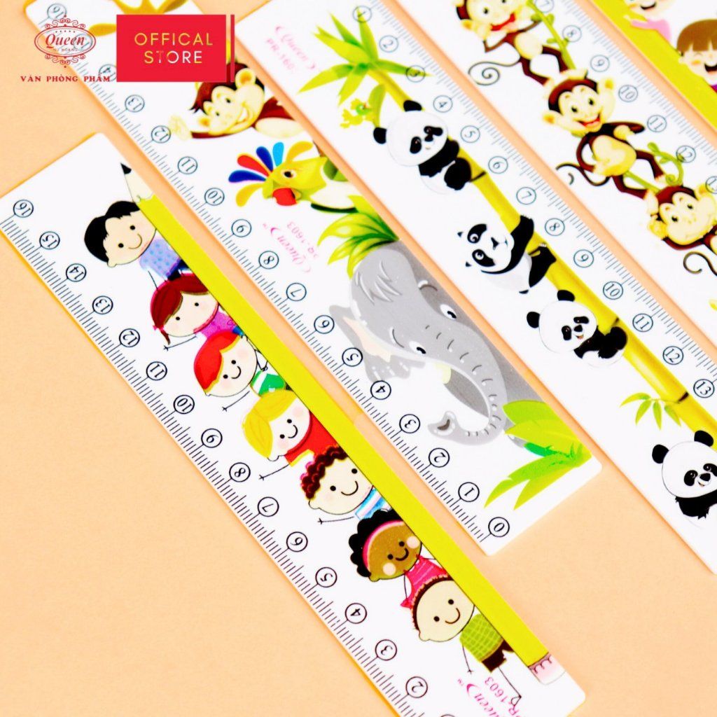 Thước kẻ học sinh hình thú dễ thương 16cm - Queen PR-16cm