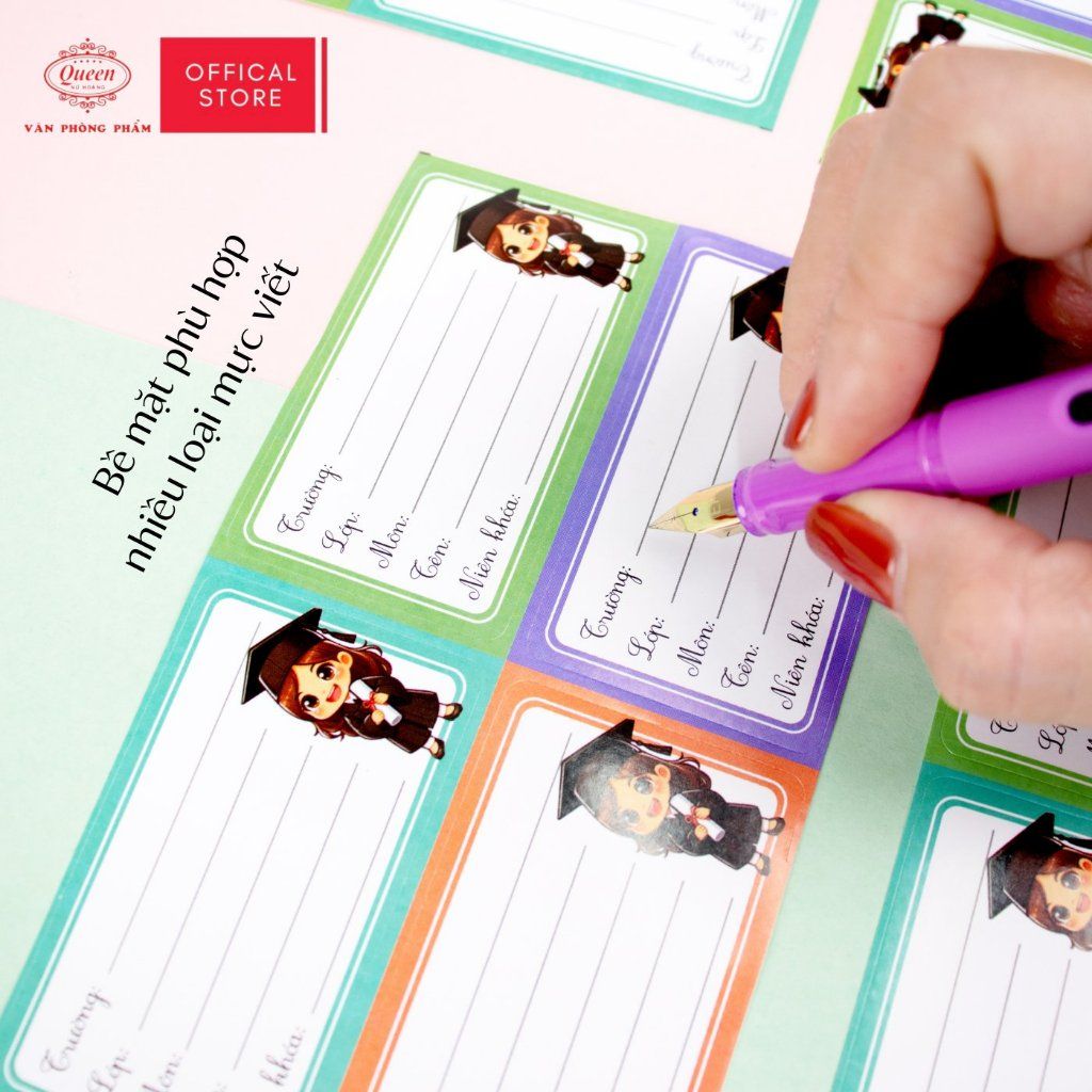 Nhãn vở học sinh Nữ Sinh Queen - 20 nhãn/1 tệp - LB901 nhãn decal chất liệu tốt