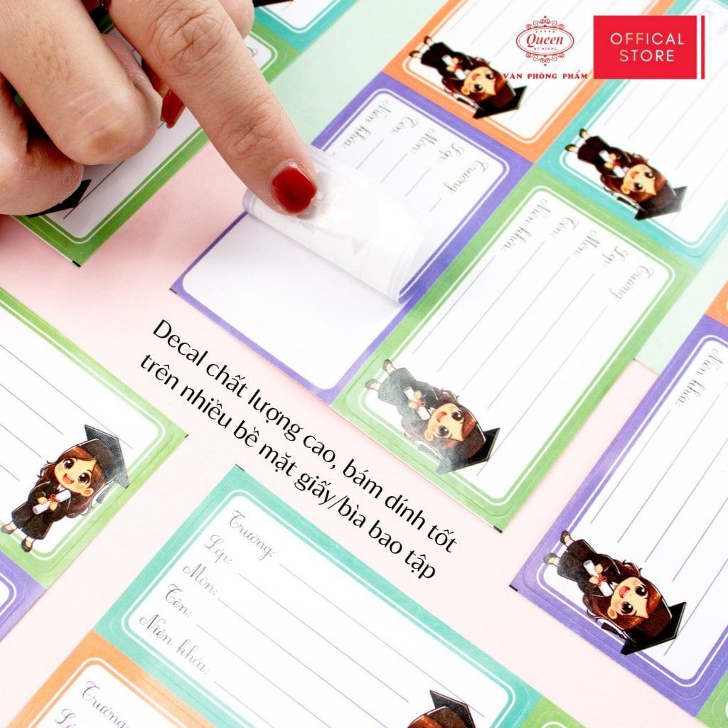 Nhãn vở học sinh Nữ Sinh Queen - 20 nhãn/1 tệp - LB901 nhãn decal chất liệu tốt