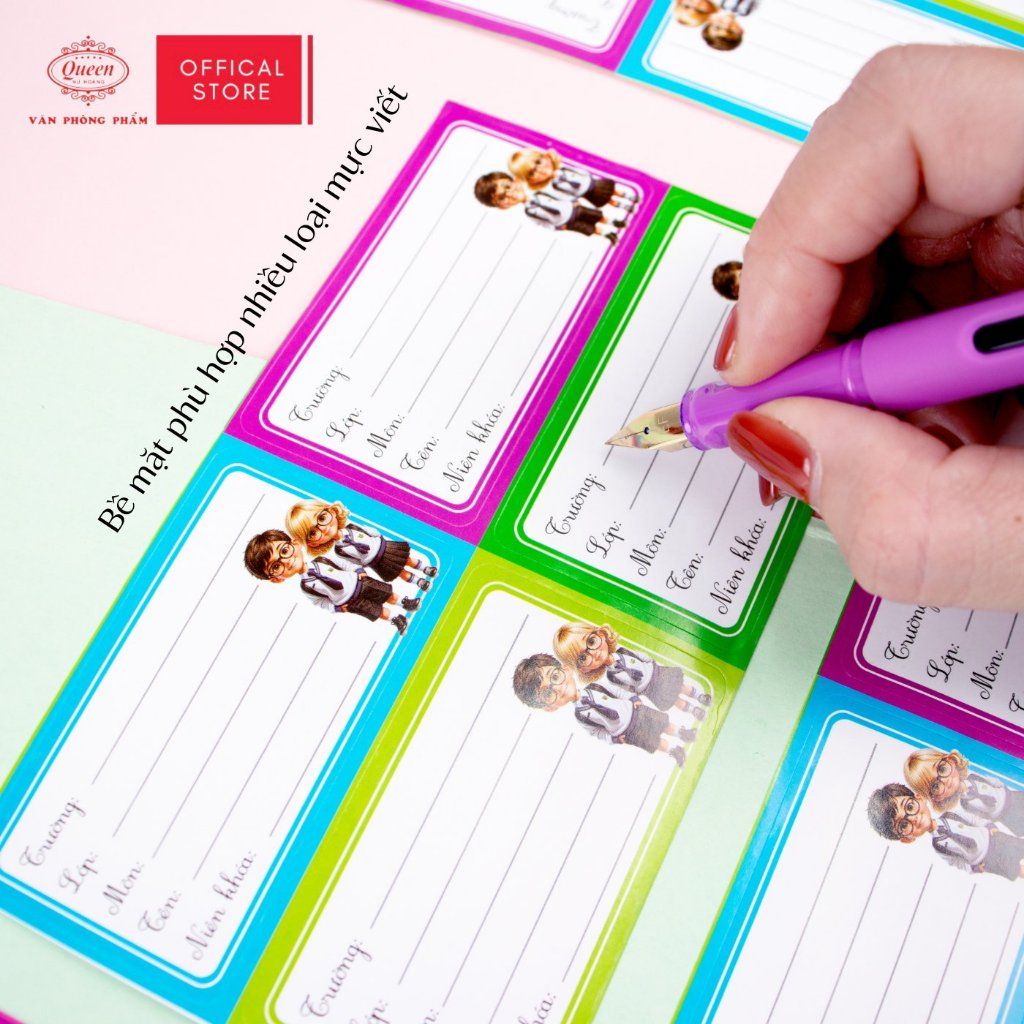 Nhãn vở Học Sinh Queen - 20 nhãn/1 tệp - LB901 nhãn decal chất liệu tốt