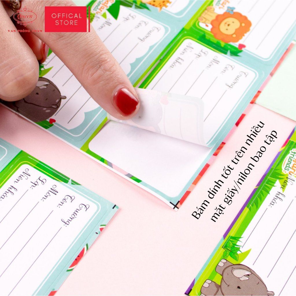 Nhãn vở học sinh Safari Friends Queen - 20 nhãn/1 tệp - LB901 nhãn decal chất liệu tốt