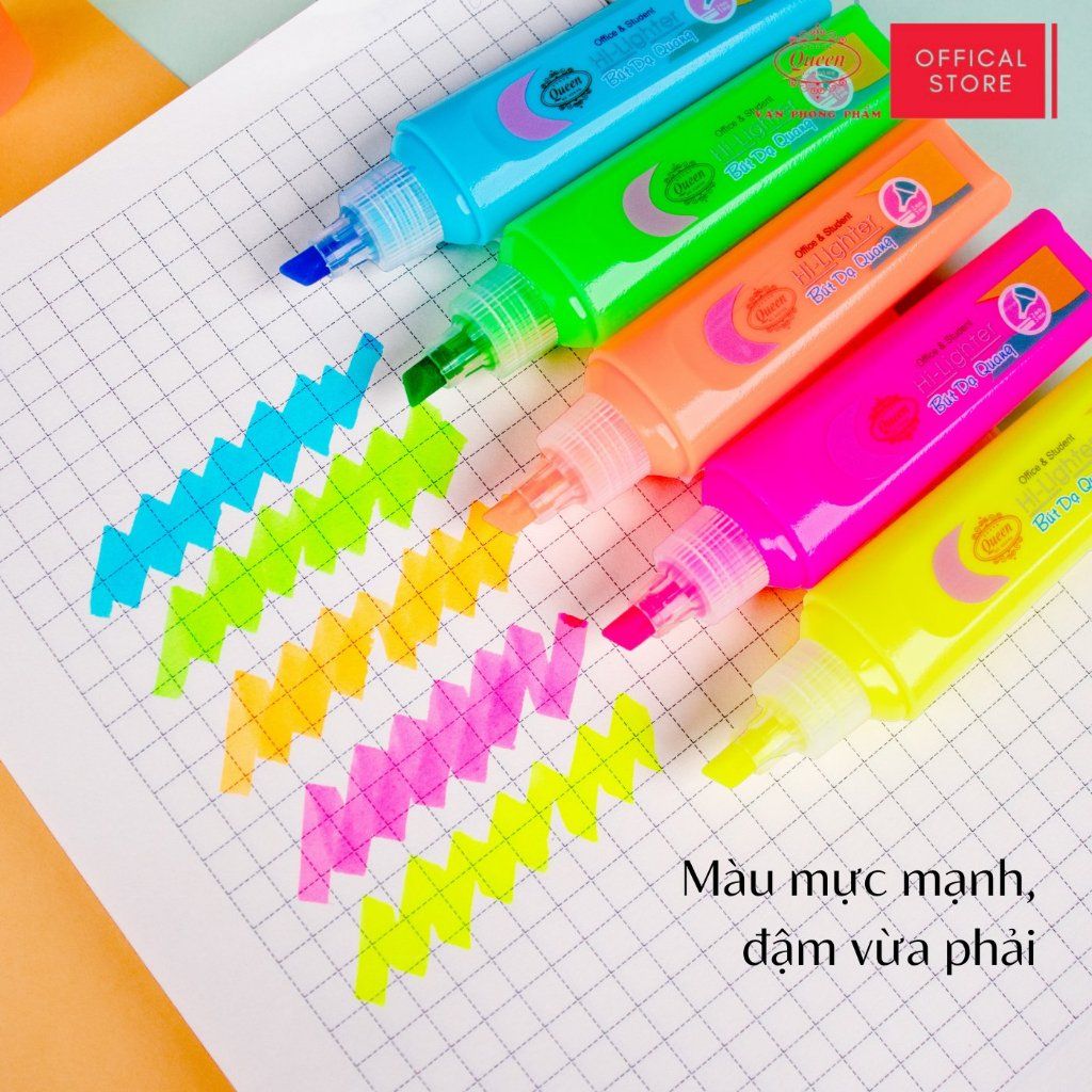 Bút dạ quang Queen HL-02 (5 bút, 5 màu)