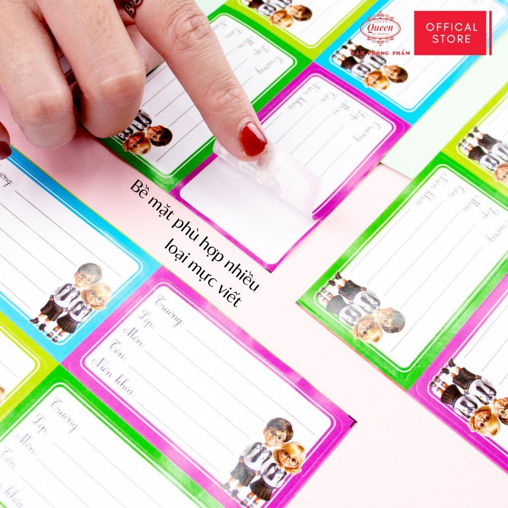 Nhãn vở Học Sinh Queen - 20 nhãn/1 tệp - LB901 nhãn decal chất liệu tốt