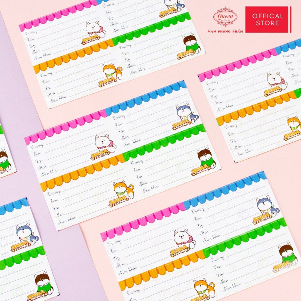 Nhãn vở học sinh Shiba Queen - 20 nhãn/1 tệp - LB901 nhãn decal chất liệu tốt