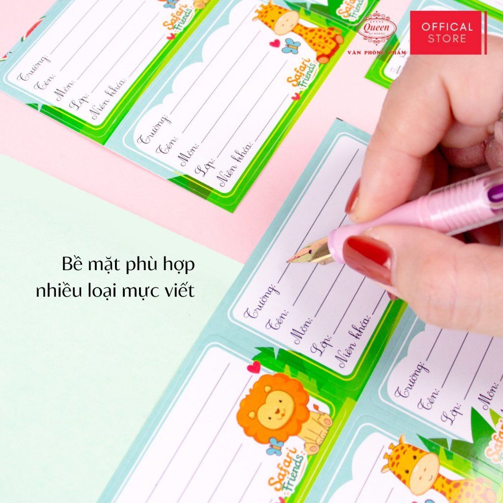 Nhãn vở học sinh Safari Friends Queen - 20 nhãn/1 tệp - LB901 nhãn decal chất liệu tốt