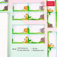 Nhãn vở học sinh Safari Friends Queen - 20 nhãn/1 tệp - LB901 nhãn decal chất liệu tốt