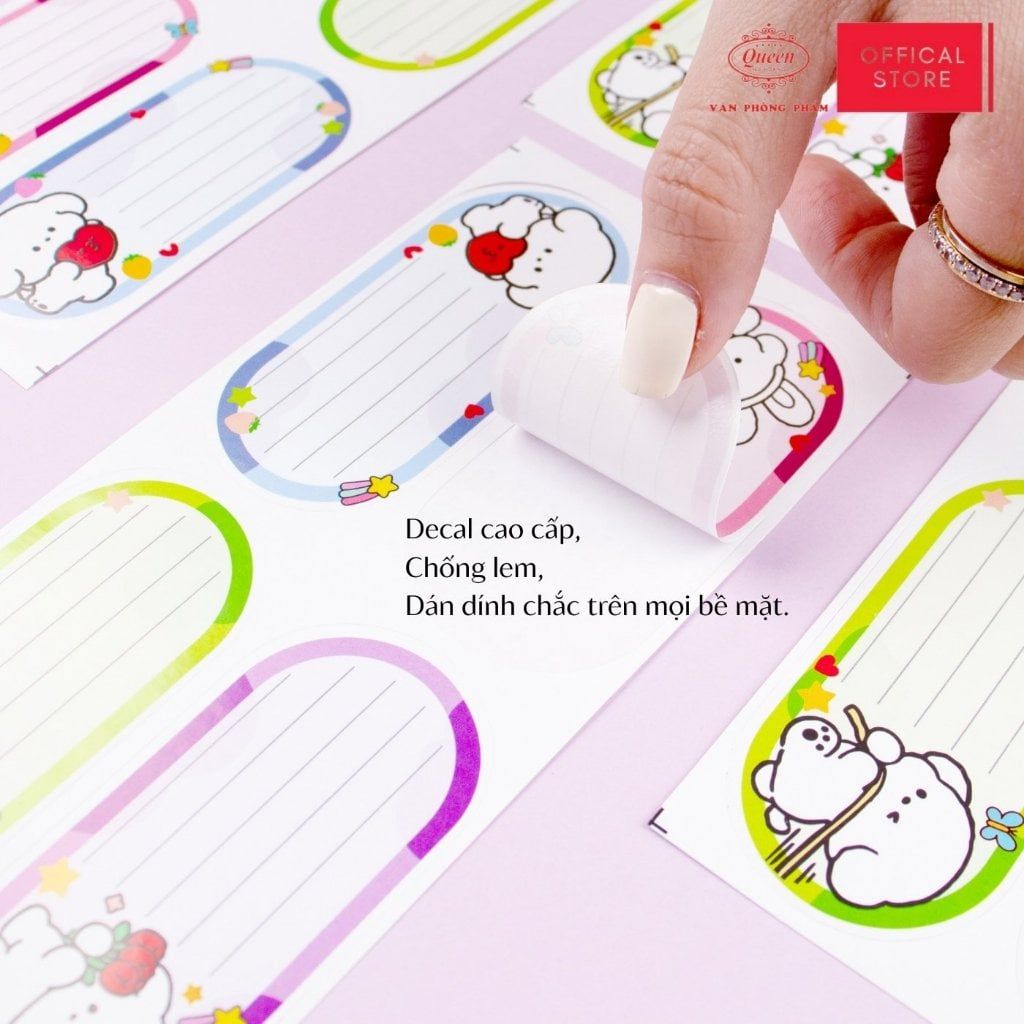 Nhãn vở học sinh Cute Dog Queen - 20 nhãn/1 tệp - LB902 nhãn decal chất liệu tốt