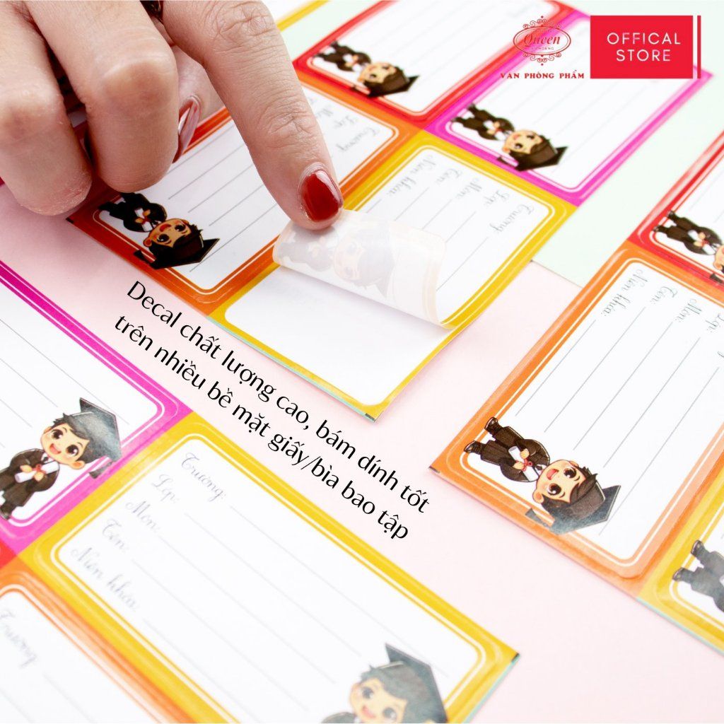 Nhãn học sinh Nam Sinh Queen - 20 nhãn/1 tệp - LB901 nhãn decal chất liệu tốt