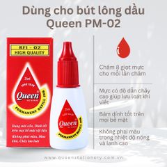 Mực bút lông dầu Queen - Tiêu chuẩn Châu Âu & Mỹ - RFI-02 bám dính tốt trên nhiều bề mặt - 25ml