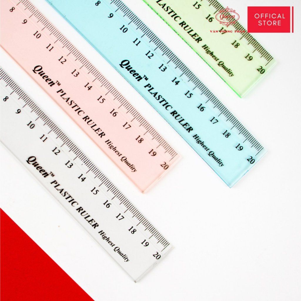Thước kẻ trong suốt 20cm - Queen PR-20cm (Nhựa cao cấp nguyên sinh)