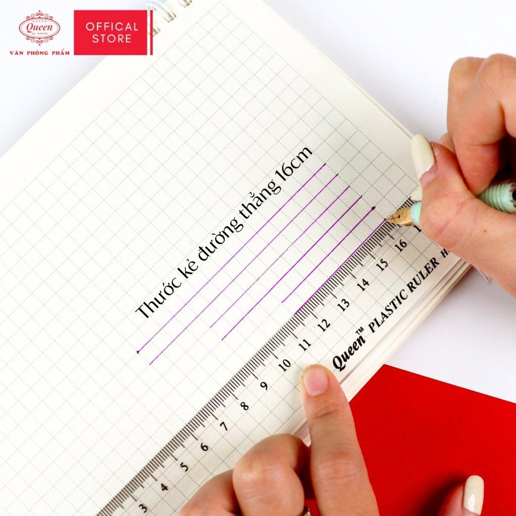 Thước kẻ trong suốt 20cm - Queen PR-20cm (Nhựa cao cấp nguyên sinh)